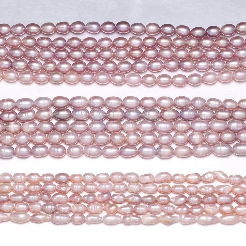 LE SKY Natural Pearl Beads Natural Oval Freshwater Cultured Purple Pearl Loose Beads Quality Level AAA for Jewelry Making Charms Necklace As Gift 5-6 Mm 14.2 Inches (2 Strands) - Image 3